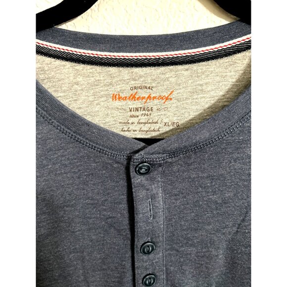 Weatherproof Vintage Mens Long Sleeve Henley Shirt XL Blue Cotton/Polyester - Picture 3 of 6